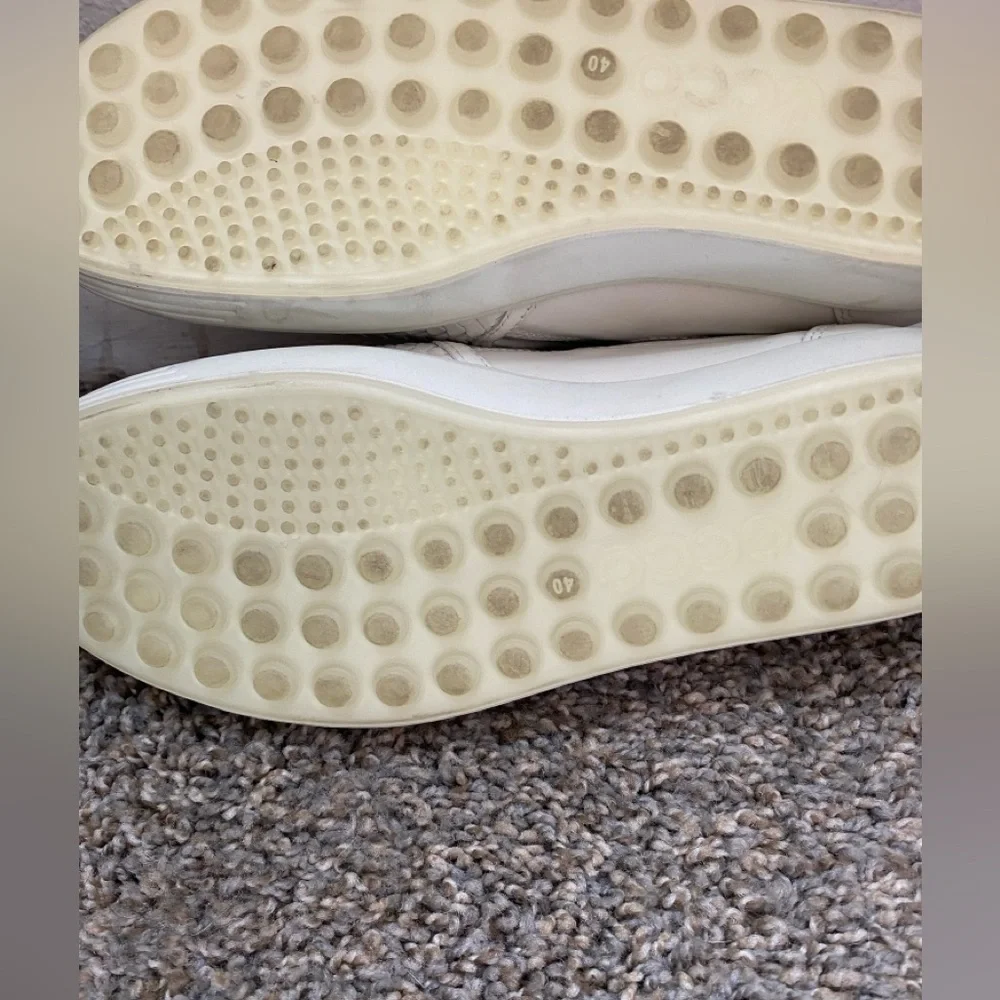 ECCO Women's Slip On Sneakers Cream Ivory Woven Leather Comfort Shoes Size 9